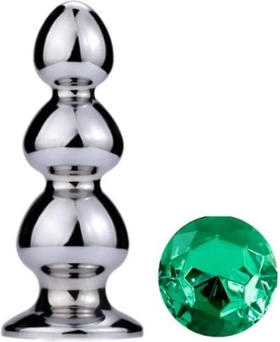 Nooitmeersaai - Metalen buttplug 50 - 170 mm groen kristal