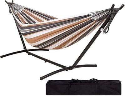 Opvouwbare Hangstoel - Draagbare Hangmat - Ontspannen Buiten - Stalen Standaard - 450 lbs Capaciteit - Bruin