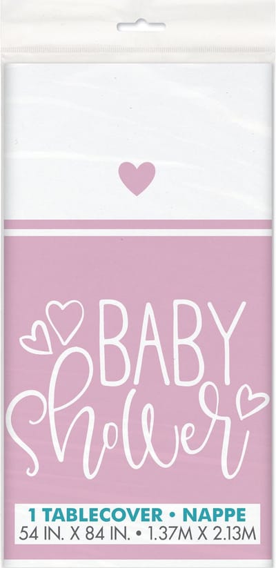 UNIQUE - Roze plastic babyshower tafelkleed 137 x 213 cm voor meisje