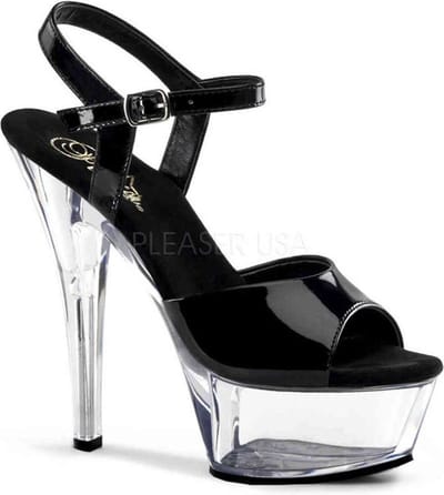 Pleaser - KISS-209 Sandaal met enkelband - US 5 - 35 Shoes - Zwart/Transparant
