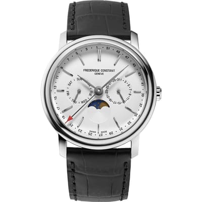 Frédérique Constant Classics Index Business Timer FC-270SW4P26 Horloge - Leer - Zwart - Ø 40 mm