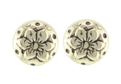 Behave - Oorclips - Zilverkleur rond bloemenmotief - Klassiek vintage