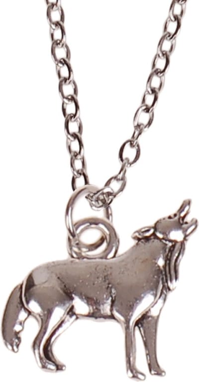 Ketting 55cm - Hangertje Huilende Wolf zilverkleurig 1,8cm