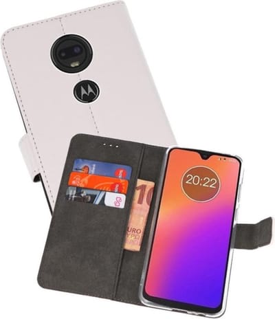 Booktype Telefoonhoesjes - Bookcase Hoesje - Wallet Case - Geschikt voor Motorola Moto G7 - Wit