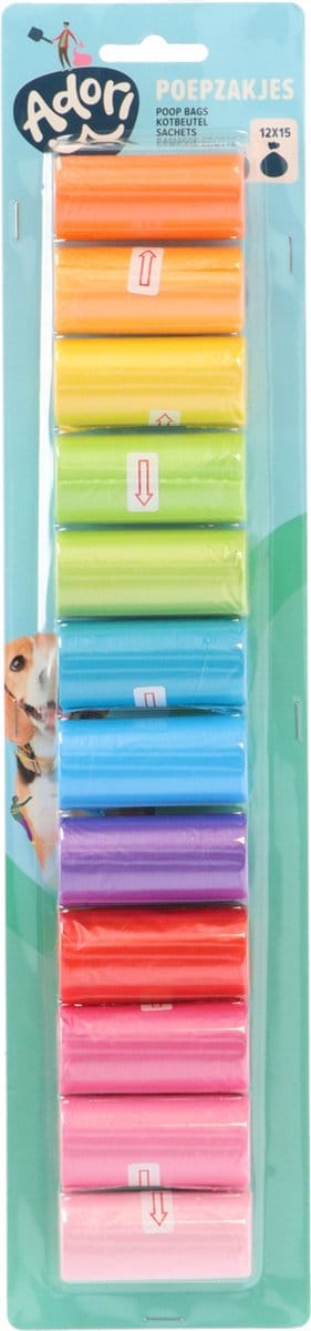 Adori Poepzakjes Regenboog - Hondenpoepzakjes - Multi-Color 12 Rollen