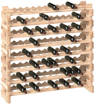 Roossentials wijnrek - Flessenrek - Houten wijnrek - Met 8 niveaus - Voor 96 flessen - Voor keukenbar - Natuurlijk hout