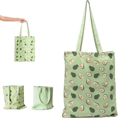 Katoenen linnen schoudertas 40x36 cm - Dubbelzijdige herbruikbare boodschappentas, lichtgewicht strandtas voor dames en kinderen, ideaal voor dagelijks gebruik