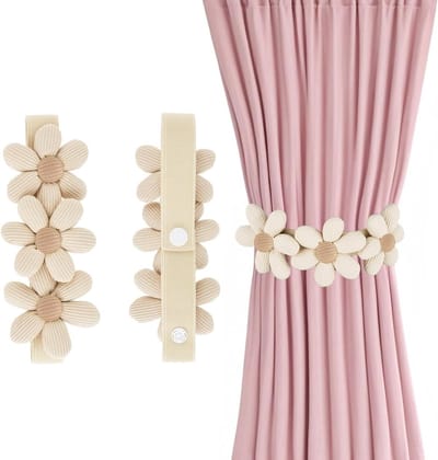 Gordijnhouders set van 2 - Bloemen design - Decoratief en verstelbaar - Voor huis, kantoor, kinderkamer