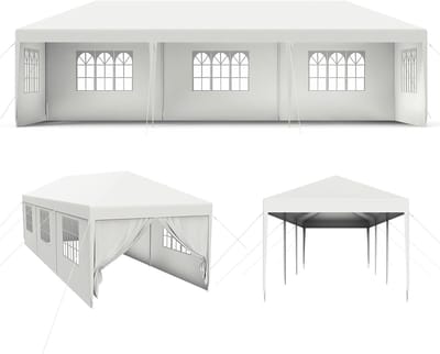 Feesttent - Partytent Tuinpaviljoen - Buitenfeesten Organiseren - Inclusief 8 Zijwanden - 3 x 9 Meter - Wit