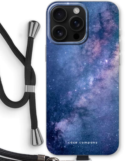 Case Company® - Hoesje met koord geschikt voor iPhone 16 Pro Max hoesje met Koord - Nebula - Telefoonhoesje met Zwart Koord - Bescherming aan alle Kanten en Over de Schermrand
