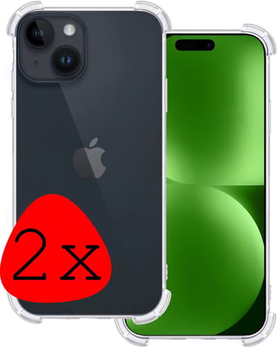 Hoesje 2 Stuks - Geschikt voor Apple iPhone 15 - Sterk & Shockproof - Siliconen Case - Back Cover - Telefoon Hoes Shock Proof - Transparant