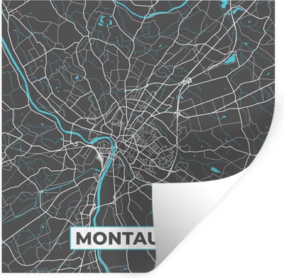 Muurstickers - Sticker Folie - Montauban - Frankrijk - Plattegrond - Kaart - Stadskaart - 100x100 cm - Plakfolie - Muurstickers Kinderkamer - Zelfklevend Behang XXL - Zelfklevend behangpapier - Stickerfolie