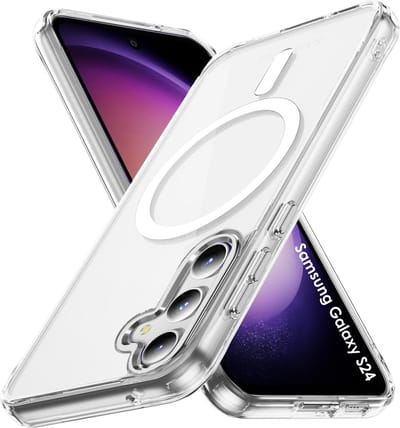 Hoesje voor Samsung Galaxy S24 backcover Shockproof siliconen Transparant met geïntegreerde magnetische cirkel