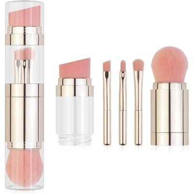 5 in 1 draagbare make-upborstels voor foundation wenkbrauw lip oogschaduw losse poeder cosmetische borstelset make-up tools goud