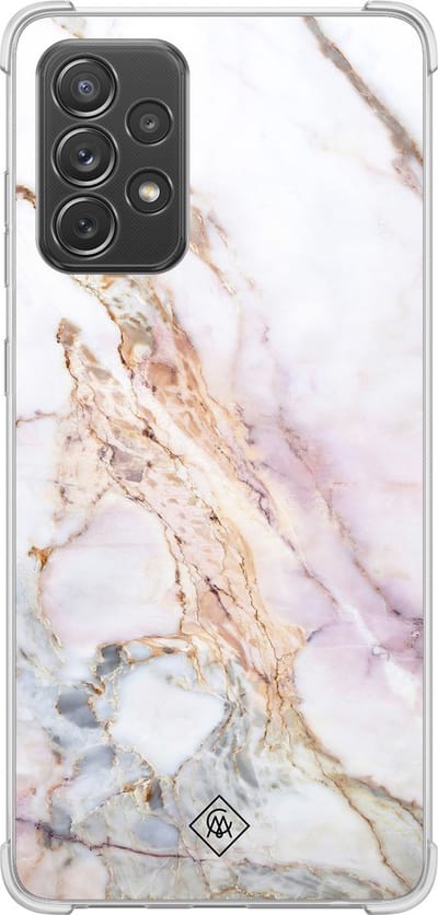 Casimoda® hoesje - Geschikt voor Samsung Galaxy A52 5G - Parelmoer Marmer - Shockproof case - Extra sterk - TPU/polycarbonaat - Multi, Transparant
