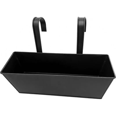 2 pièces Jardinières pour garde-corps Pots de fleurs suspendus pour clôture en métal avec trous de drainage Crochets pour Balcon Porche Terrasse Noir L Large noir