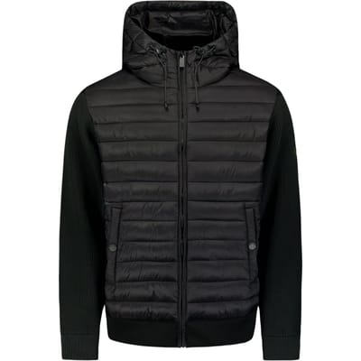 No Excess Jacket Hooded Padded Mix With Knit Black Größe: XXL | Leichte Jacken Outlet | Herren | Schwarz