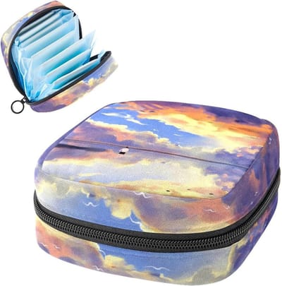 Zakje voor maandverband - Periode tasje - Hygiëne onderweg - Zachte pluche stof - 17x17x12 cm - Meerkleurig