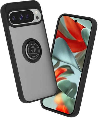Hoesje geschikt voor Google Pixel 9 Pro XL - Techsuit Glinth Back Cover met ring en magneet - Zwart