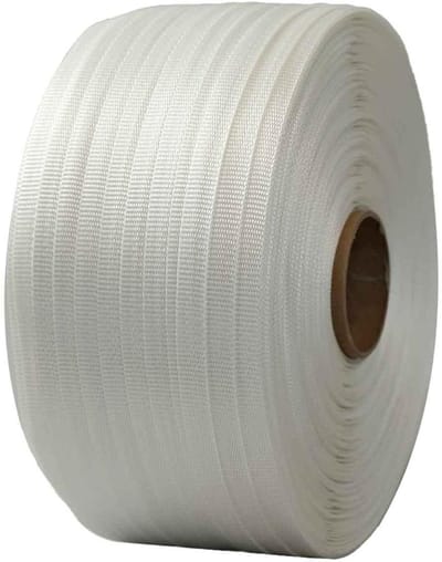 Omsnoeringsband Gevlochten - Textielband Sterk - Zendingen Beveiligen - Hoge Breeksterkte 350kg - 13 mm x 1100 m - Wit