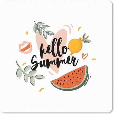 Muismat 20x20 cm - Mousepad Watermeloen - Zomer - Roze - Muismatten
