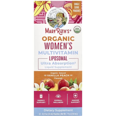 MaryRuth's, Multivitamine Liposomale Bio pour Femmes, Vanille Pêche, 14 Unités, 0,5 fl oz (15 ml) Chaque