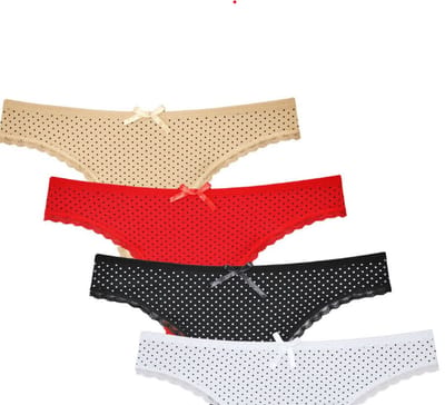 Strings 4-Pack - Dames strings - Stippen - 4 kleuren - M