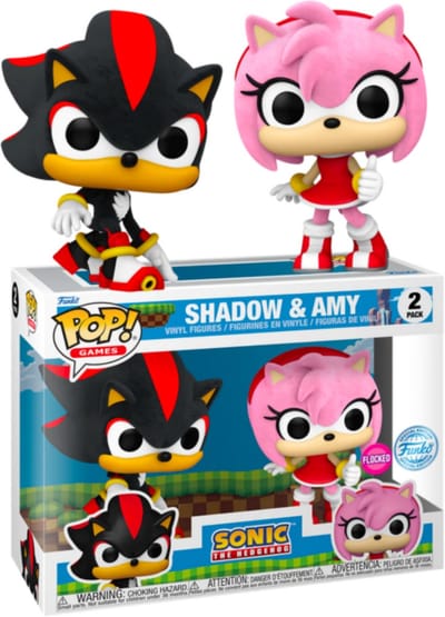 Funko Pop! Games: Sonic - Shadow & Amy 2pk TargetCon Exclusive Flocked