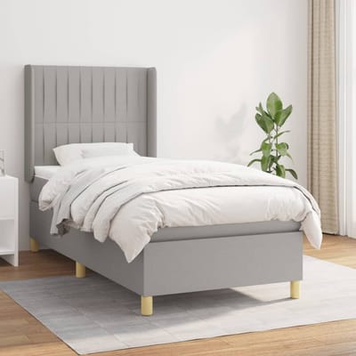 vidaXL - Boxspring - met - matras - stof - lichtgrijs - 80x200 - cm
