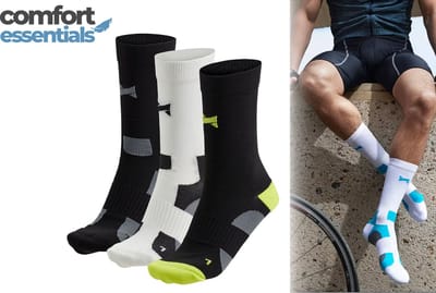 Comfort Essentials Fietssokken Hoog 3-Pack – Fietssokken Heren – Fietssokken Dames – Wielrensokken – Fiets Sokken - Multi Zwart - Maat 35/38