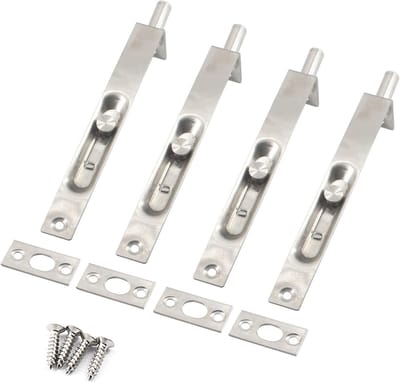 Verstevig je Deur met RVS Verborgen Flush Bolt Slide Latch - 4 Stuks Inclusief Schroeven voor Veiligheid en Betrouwbaarheid
