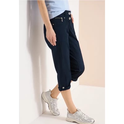 3/4 Mid Waist Slim Legs broek met omslag