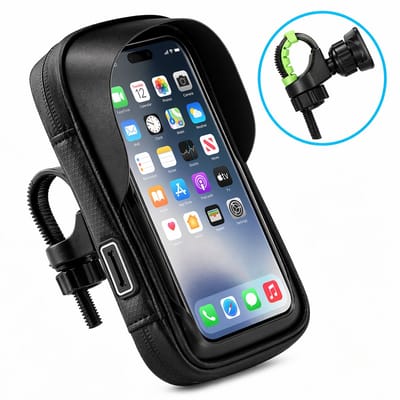 FitFusionHome Telefoonhouder Fiets Waterdicht - 360 Graden Rotatie - Gsm Houder Fiets Accessoires - Zwart