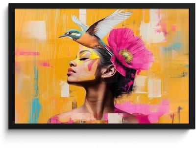 Poster in lijst - Fotolijst 60x40 cm - Posters - Vogel - Vrouw - Abstract - Bloem - Posterlijst zwart - Decoratie - Wanddecoratie woonkamer - Muurdecoratie slaapkamer