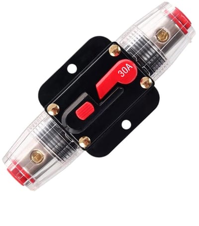 1 Stuk 30A Inline Circuit Breaker Reset Zekering, 12V-24V DC Reset Zekeringhouder met Handmatige Reset voor Automotive Marine Boot Audio Systeem Bescherming