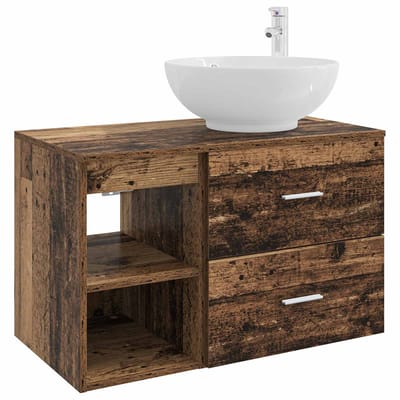 vidaXL - Badkamermeubel - Set - 2 - st - Oud - hout - Bewerkt - hout