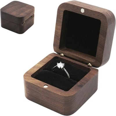 Houten Ringdoos met Zachte Velours Binnenkant voor Ringen, Oorbellen en Verlovingen, Ideaal voor Ceremonies en Huwelijksaanzoeken