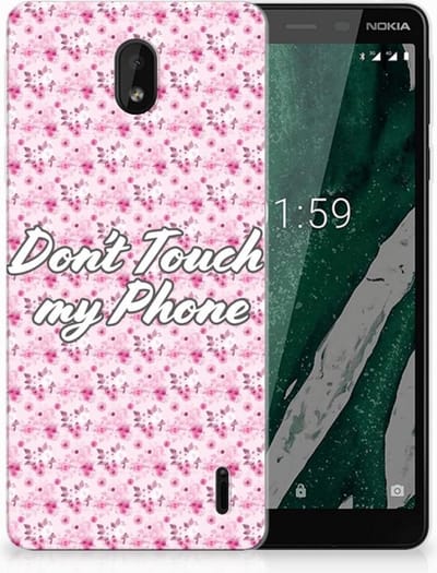 Nokia 1 Plus Silicone-hoesje Flowers Pink DTMP
