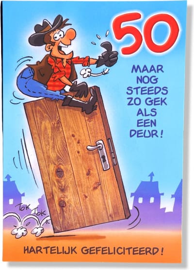 Hoera 50 jaar! Luxe verjaardagskaart Abraham - 12x17cm - Gevouwen Wenskaart inclusief envelop - Leeftijdkaart