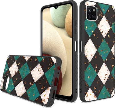LuxeBass Siliconen hoesje met print geschikt voor Samsung Galaxy A22 5G - Marmer Green - telefoonhoes - gsm hoes - telefoonhoesje