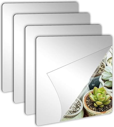 4 Stuks - Spiegel Sticker Set - Wandspiegel - Spiegelsticker - Acryl - zilver - 20*20cm - Zelfklevende - spiegel