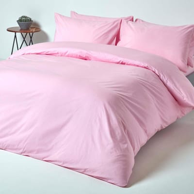 Homescapes Dekbedovertrek 200x200 cm Tweepersoons – Roze – 100% Egyptisch Perkal Katoen – 200 TC – Inclusief 2 Kussenslopen