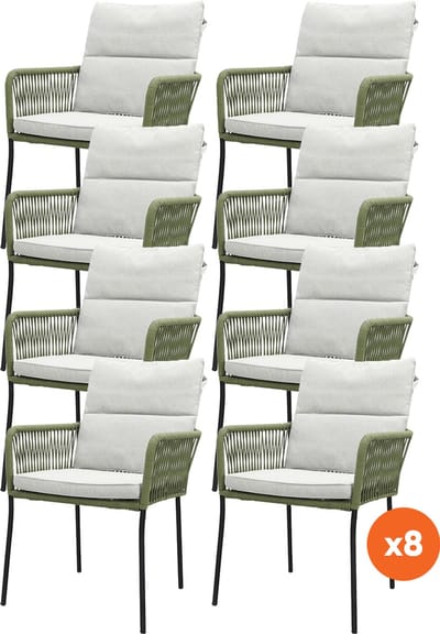 Set van 8 - Teresa dining tuinstoel Rope - Green