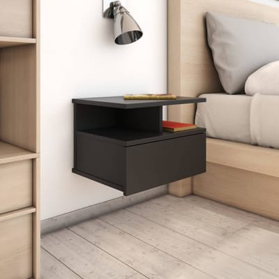 vidaXL - Nachtkastje - zwevend - 40x31x27 - cm - bewerkt - hout - zwart