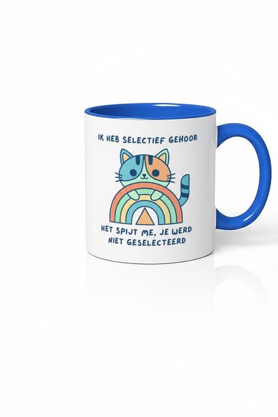 Grappige Kat Mok - Selectief Gehoor Cadeau voor Kattenliefhebbers