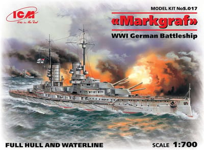 ICM Modelbouwpakket Schepen - S017 Markgraf (full hull - waterline), WWI German Battleship Plastic - 1:700 - Modelbouw