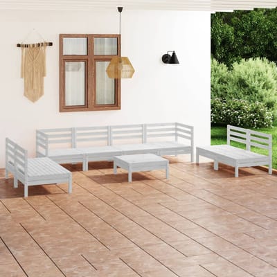 vidaXL - 9-delige - Loungeset - massief - grenenhout - wit
