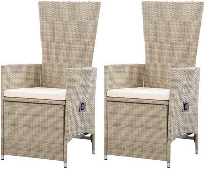 Tuinstoelen Set - Buitenstoelen - Buiten Eten - Verstelbare Rugleuning - 47 cm Zithoogte - Beige