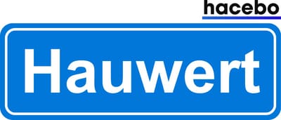 Hacebo - Plaatsnaam Sticker - 29x10 CM - Hauwert sticker - Verkeersborden sticker - grappige cadeaus - Hauwert