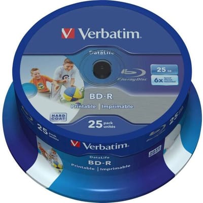 Verbatim 43811 Blu-ray BD-R SL disc 25 GB 25 stuk(s) Spindel Bedrukbaar, Antikras-coating